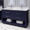 Ensemble de meuble-lavabo à double cuve en bois massif l 60 po x H 22 po x H 35 po avec rangement pour tiroir Rio, comptoir en pierre reconstituée, lavabo en céramique encastré, compartiment inférieur ouvert (bleu marine)