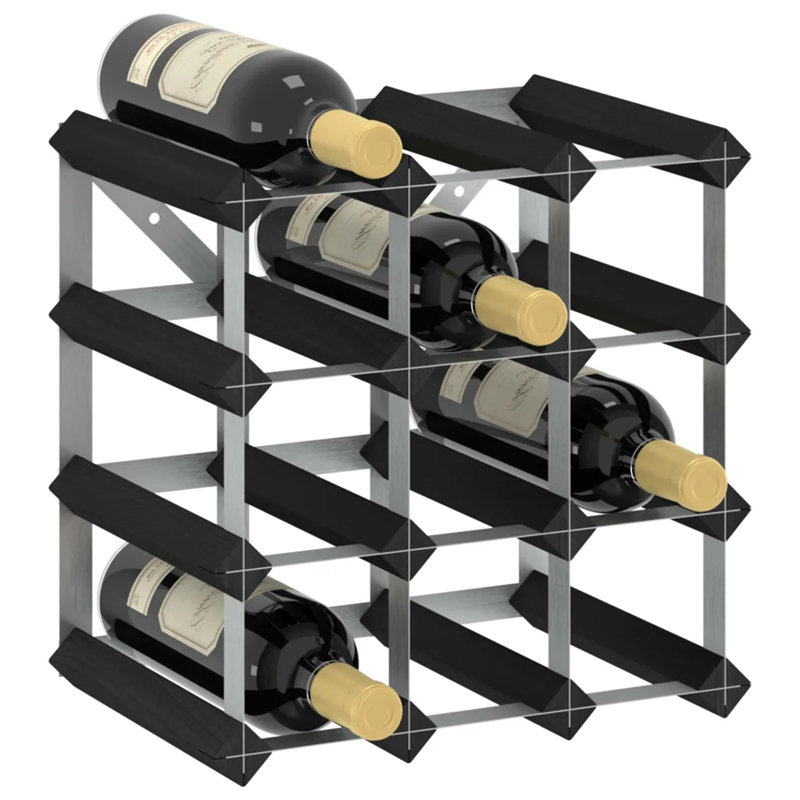 Atkison Wall Mounted Wine Bottle Rack, Black/Silver