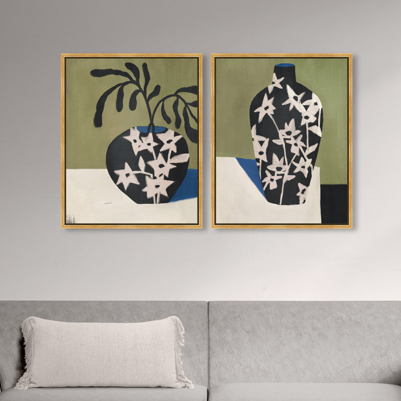 Noir Vase Set Set by Oliver Gal, 62"H x 50"W, Gold Floater Frame