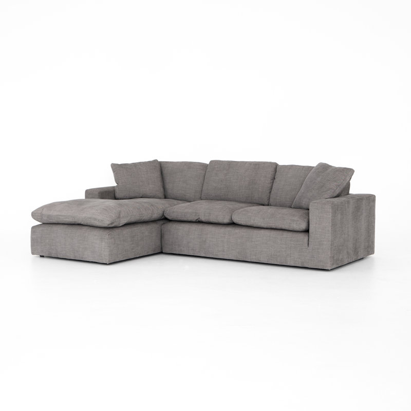 Canapé et chaise longue Mickinzie, Mélange de polyester crème, Accoudoir à gauche (vu de face)