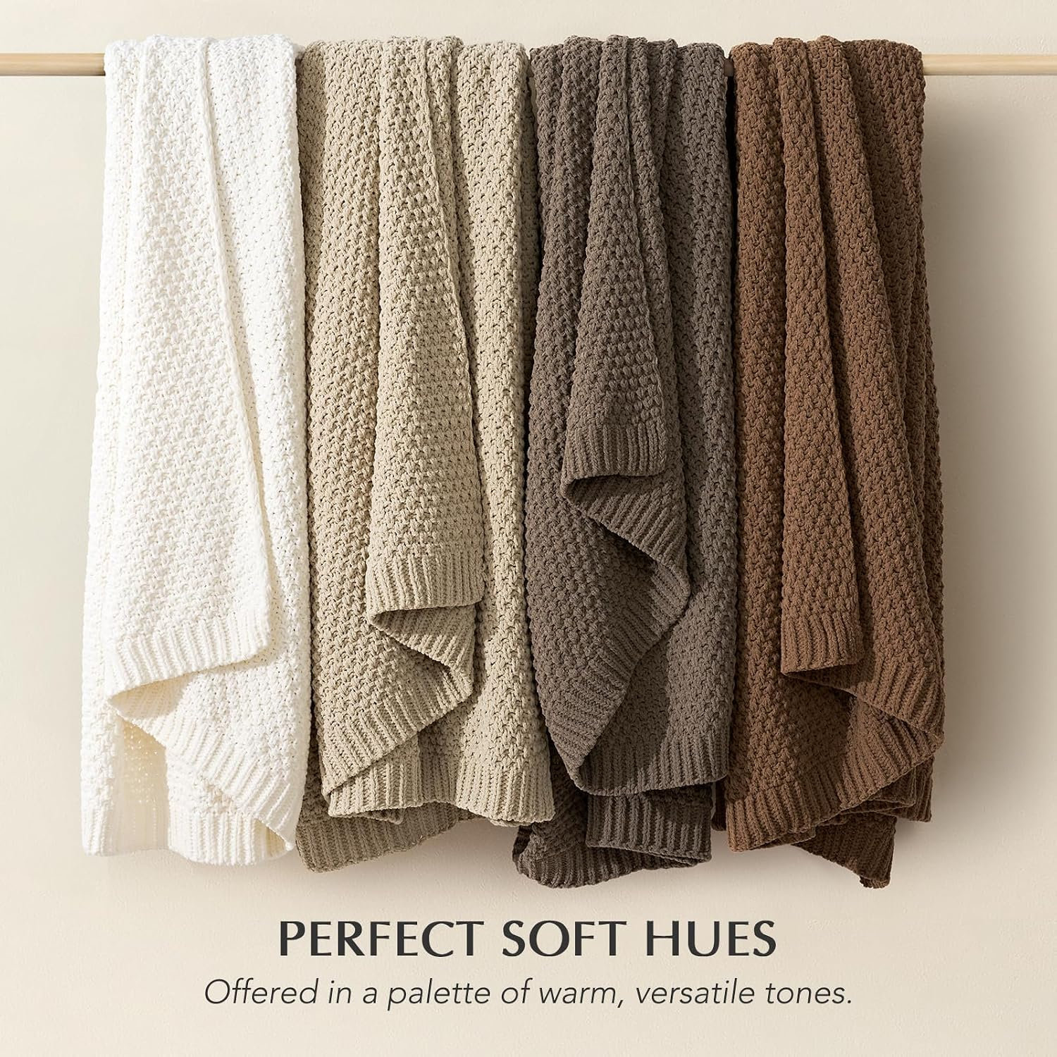 Chunky Chenille Weighted Throw Blanket, 80" L x 60" W, Sand Dune