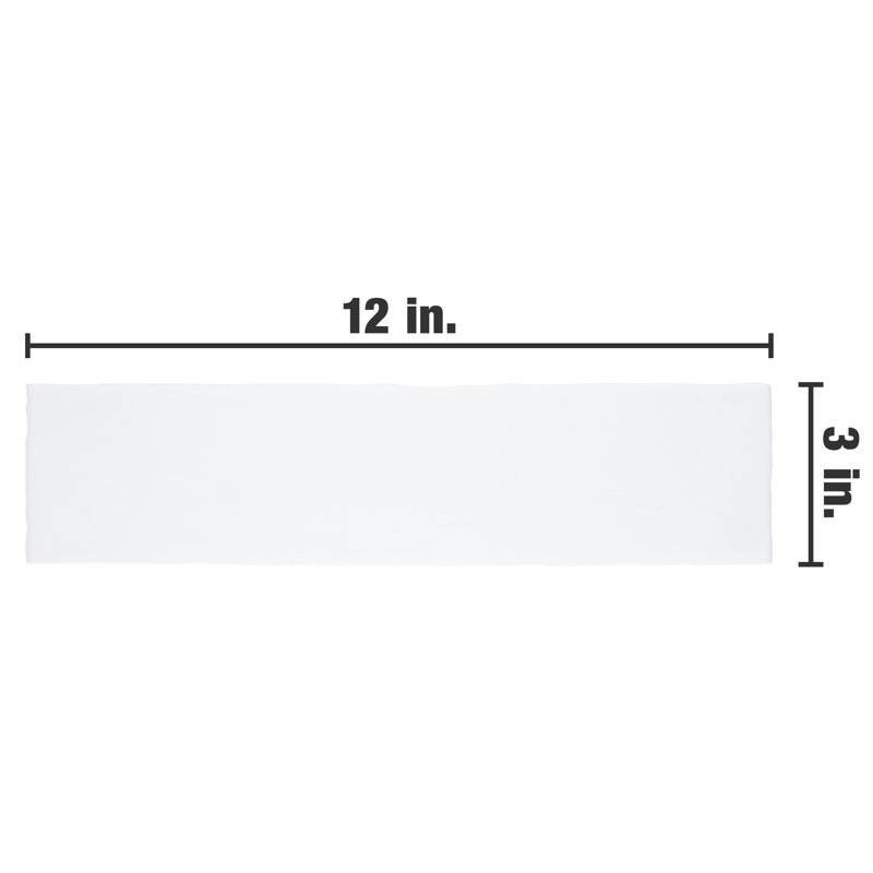 Castillo 3" X 12" Ceramic Subway Wall Tile, White