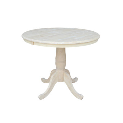 Table de salle à manger avec piédestal et à rallonge en bois massif Ingbert