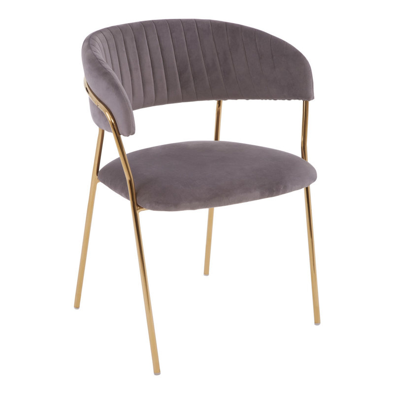 Elsberry 46cm H Velvet Upholstered Armchair, Mink, Gold