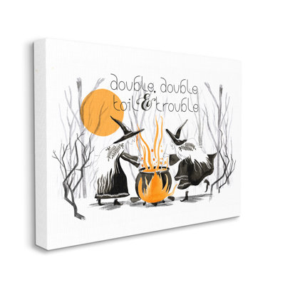 " Double Toil Trouble Witches And Cauldron Halloween Illustration " by Jennifer Paxton Parker