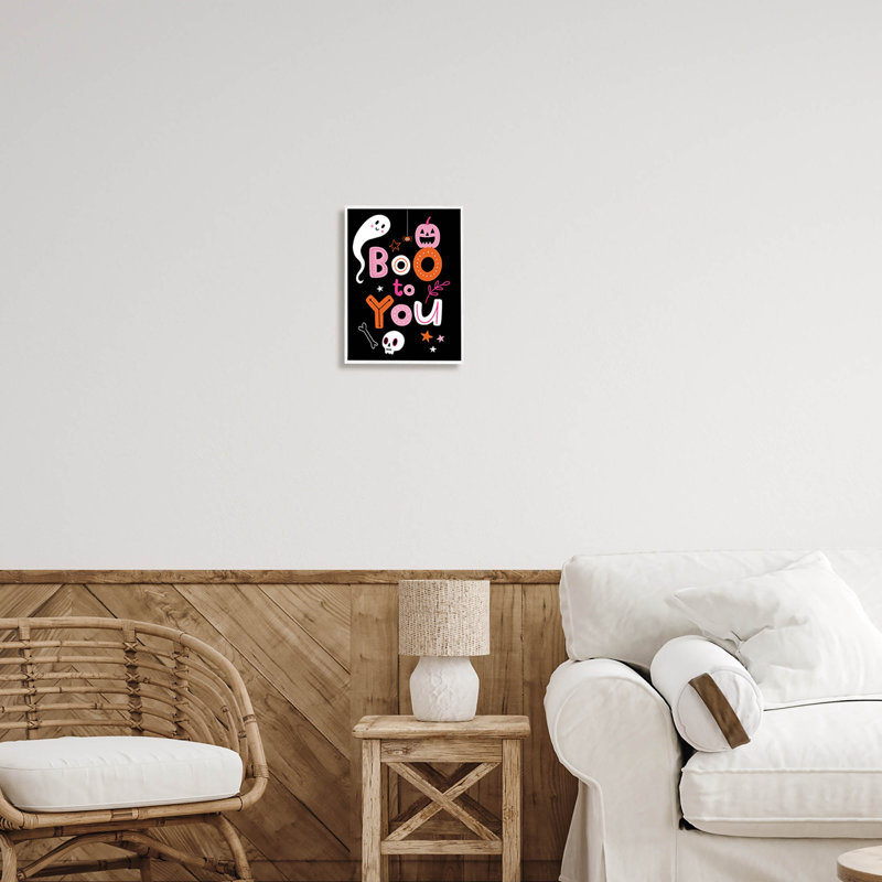 «Boo To You» souriant à-241, H 14 po x l 11 po x P 1,5 po, Giclée encadrée blanc bord de mer