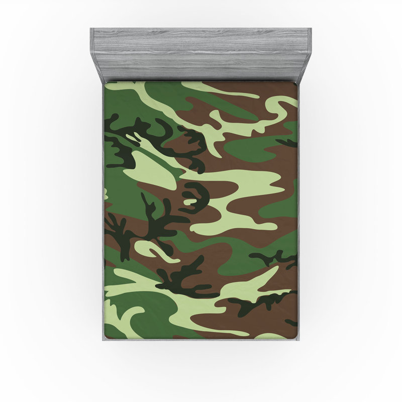 Ensemble de 2 draps-housses Ambesonne Camo Classic, Ensemble de draps pour taille de lit double