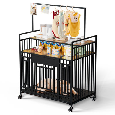 Meuble pour chien 36,8 po avec support et roulettes