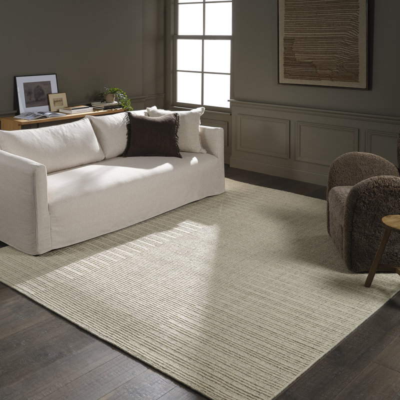 Amity Handwoven Wool Blend Solid Tan Area Rug, Rectangle 7'9" x 9'9"