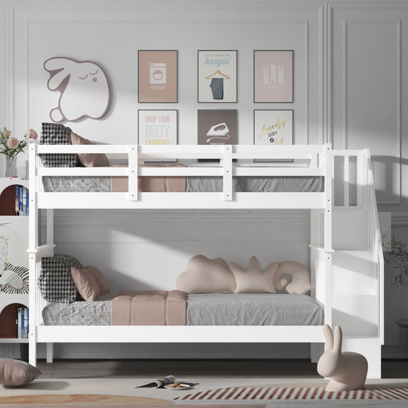 Fadıl Twin Over Twin Standard Bunk Bed by Harriet Bee, White