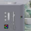 Système de douche thermostatique à panneau tactile à DEL en chrome avec jets de pluie et douche à main