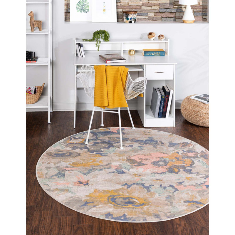 Tammo Floral Indoor Rug, Round 3'3"