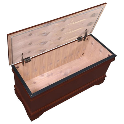 Chest In Warm Brown Tone, Elegant Detailing For A Modern Look, - Lined Linen And Quilt Storage, 47X17x20 Inches Traditional Style With Curved Moldings, Interior Keeping Personal Keepsakes Safe, 47