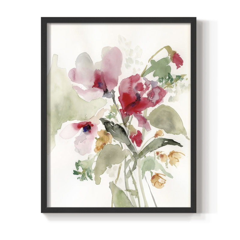 «Rose Madder Botanical II», reproduction encadrée - bois massif, H 11 po x l 9 po, Black