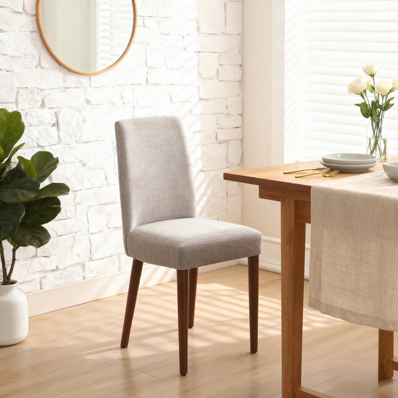 Chaise avec pieds espresso et tissu gris