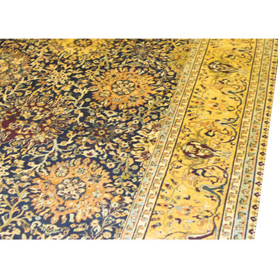 Tapis bleu et crème noué à la main de haute qualité