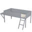 Lit mezzanine en bois avec bureau et DEL-974718763