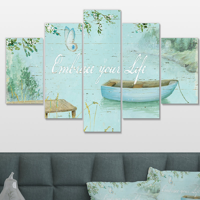 « lake house canoës iv », reproduction d’impression à multiples images sur toile