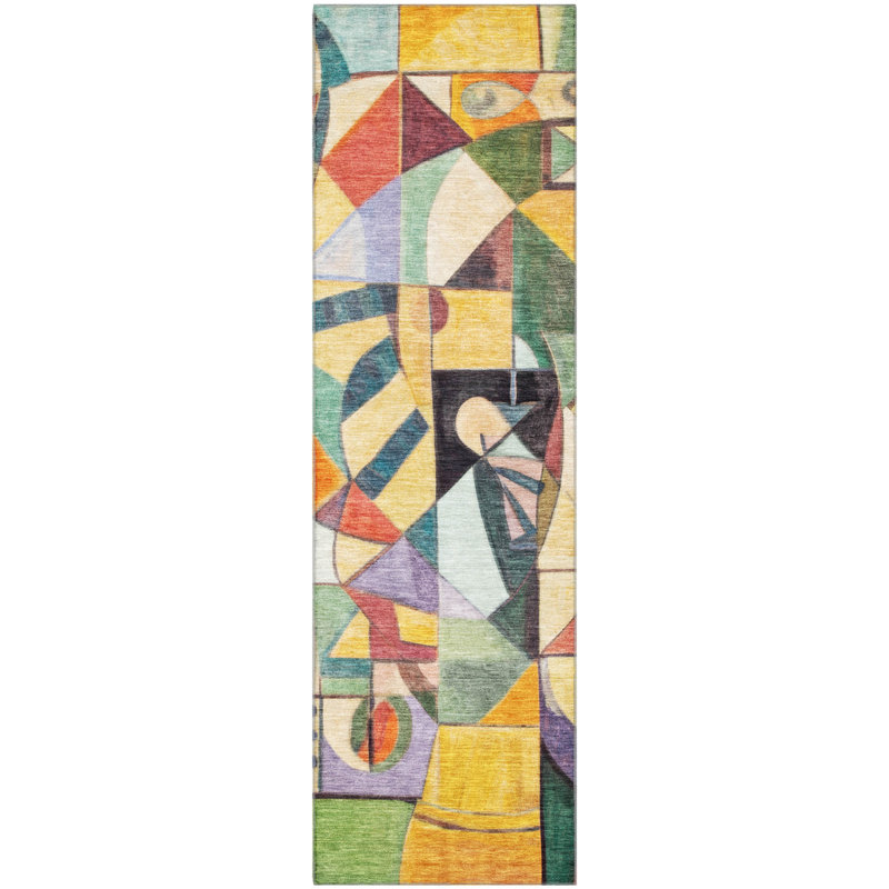 Premium Machine Washable Lubbers AMF1758 Abstract Rug, Runner 2'3" x 7'6"