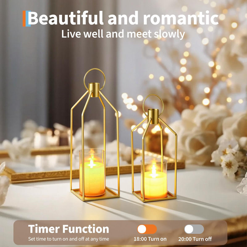 Metal Candelabra with Candle Included, Gold