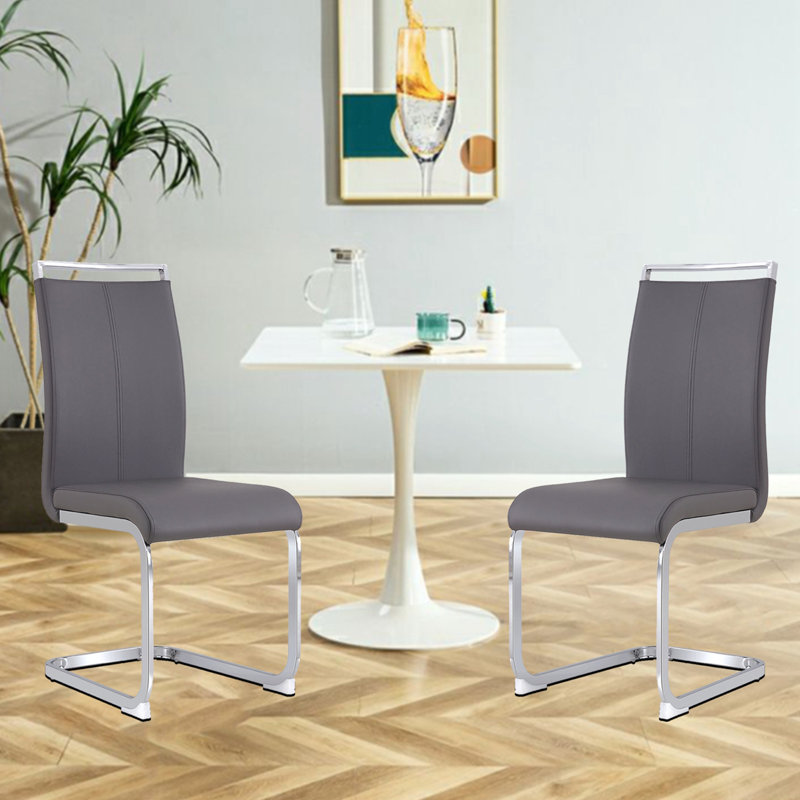 Chaise de salle à manger moderne Devlyn, Gris foncé, Argent, 4