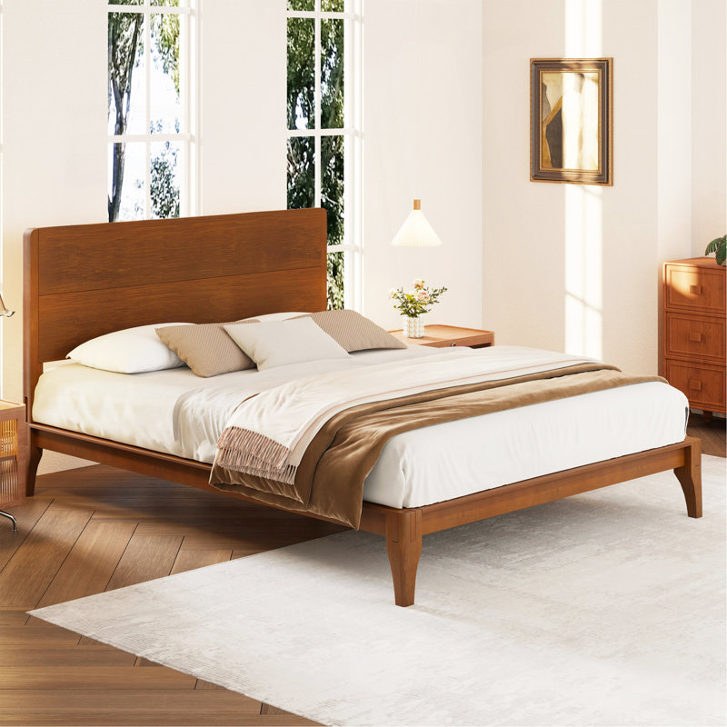 Lit standard en bois massif, Grand lit, Naturel