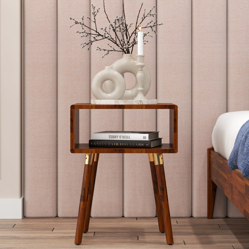 Table de chevet avec rangement Midney, Chocolat noir