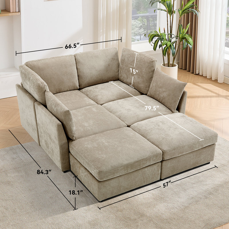 Canapé modulaire 110 po rembourré modulaire moderne, Chenille kaki