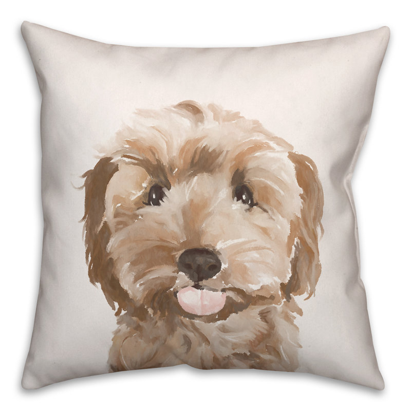 Coussin intérieur / extérieur Sweet Puppy, H 18 po x l 18 po, Carré