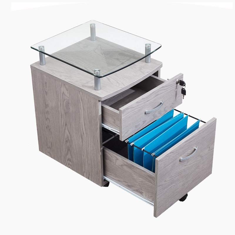 15.75'' Wide 2 -Drawer Mobile File Cabinet, Gray