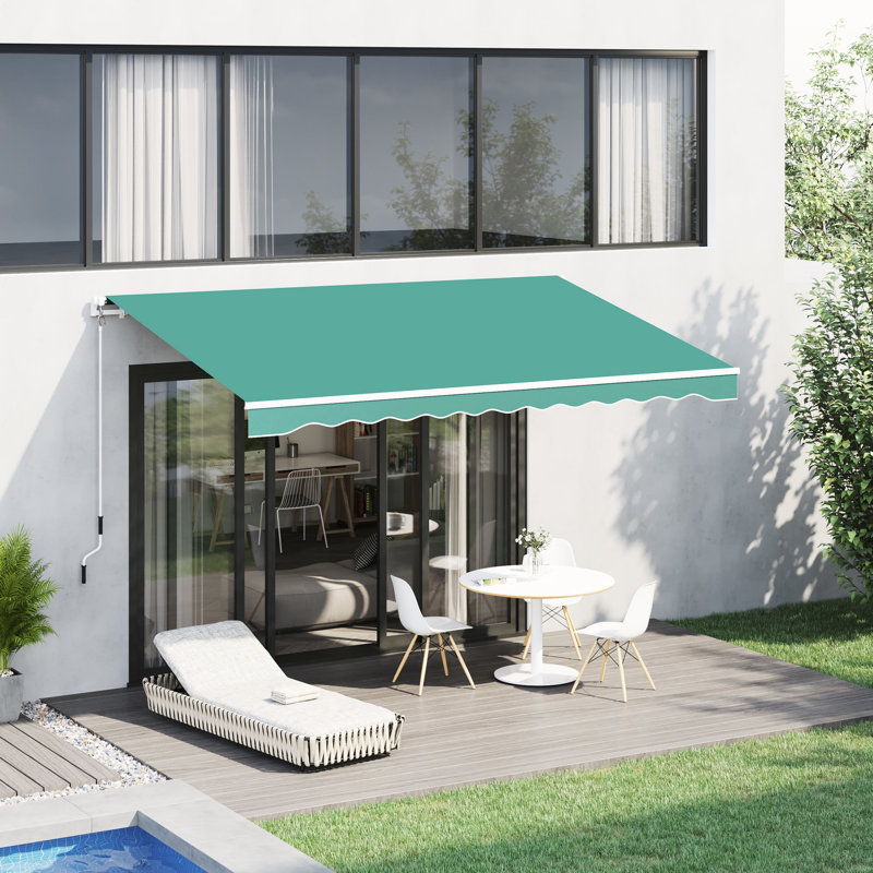 13' X 8' Awning For Balcony - , Protected, , Manual Crank Handle 13'x8' Retractable Yard & Water-,