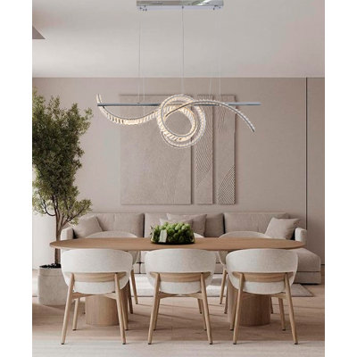 Transitional 2 Light Crystal Loop Chandelier