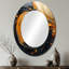 Grand miroir mural ovale en métal noir et orange Marble Moon I-40387337