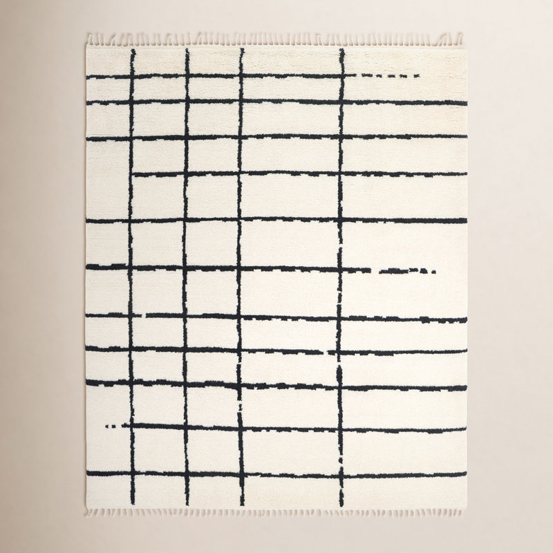 Paris Geometric Area Rug in Ivory/Black, Rectangle 8' x  10'