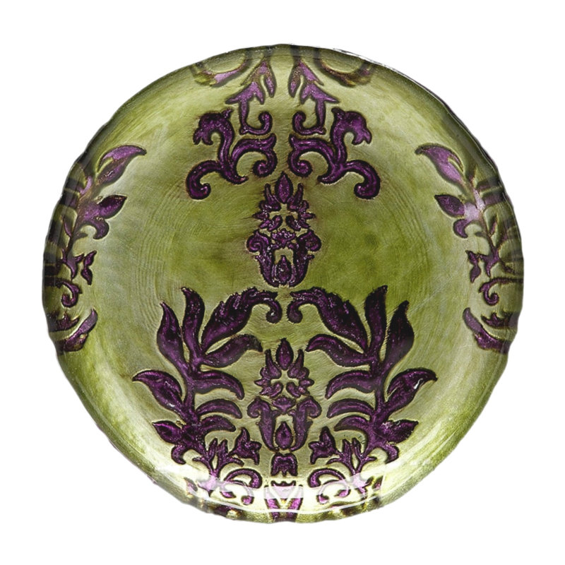 Assiette damassée 6,5 po, Mauve vert