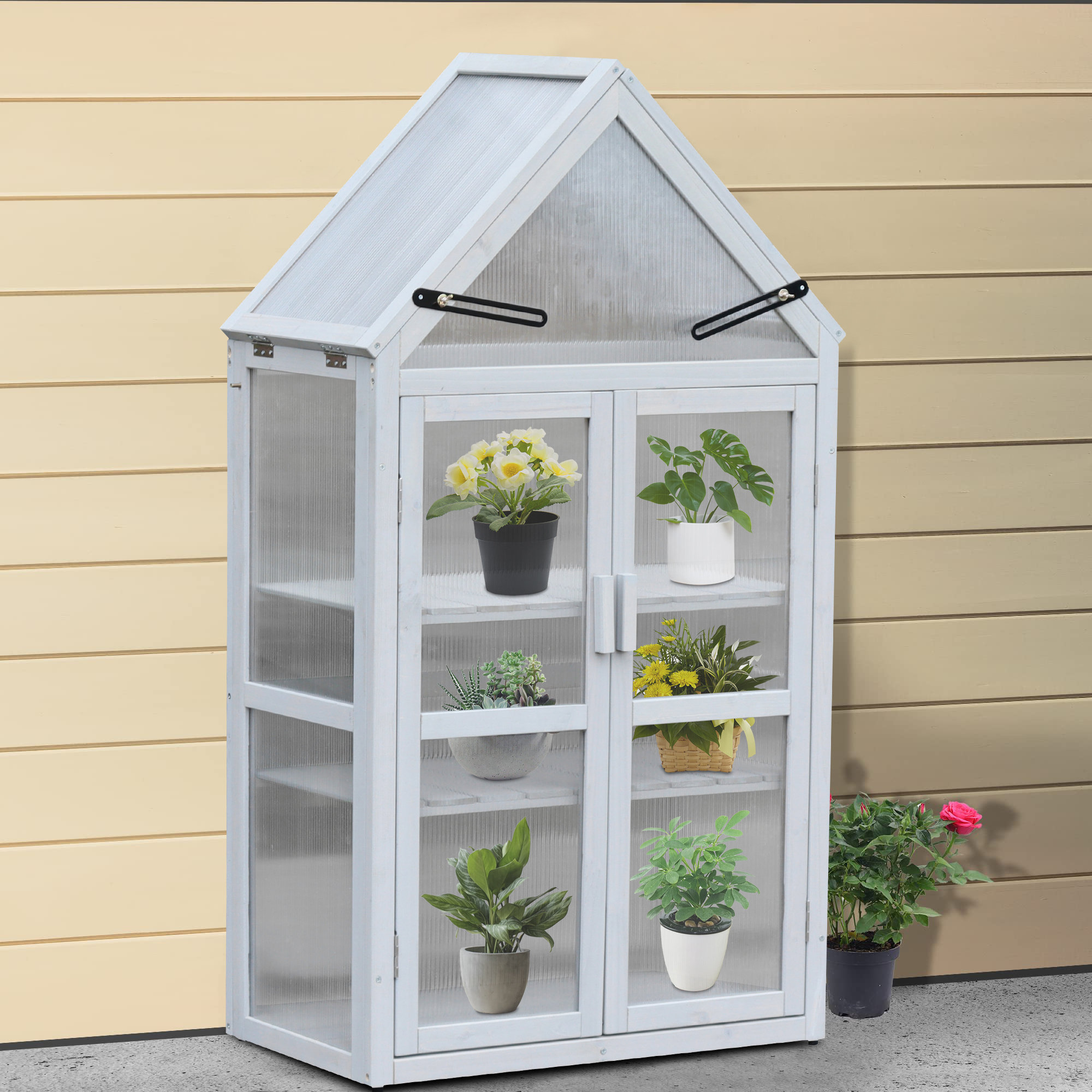 https://assets.wfcdn.com/im/46457769/compr-r85/2465/246548262/wood-outdoor-plant-stand-garden-cold-frame-greenhouse-flower-planter-with-adjustable-shelves-double-doors.jpg