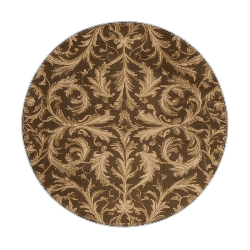Tapis d'intérieur et d'extérieur brun français, Rond 5 pi