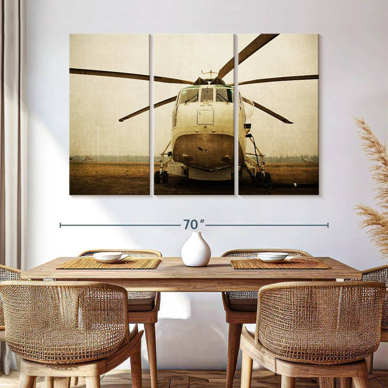 Hélicoptère grunge Sikorsky, H 42 po x l 65 po
