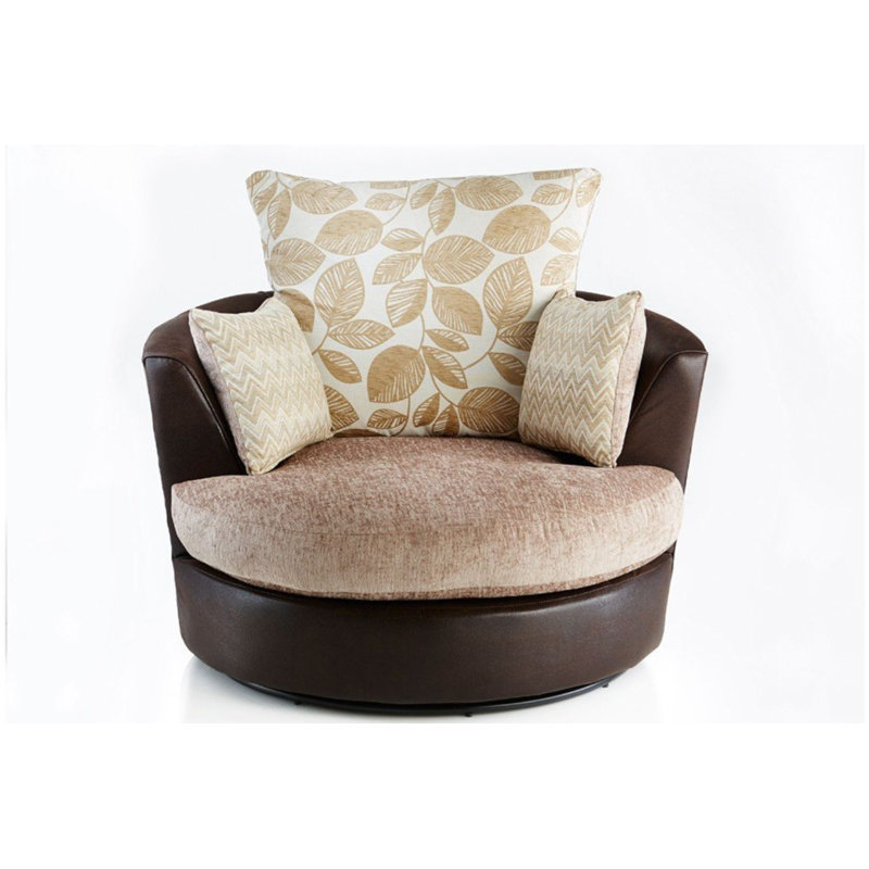 Bui Upholstered Swivel Barrel Chair, Mink