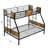 Platform Bunk Bed with Large Under-Bed Storage, Twin Over Full Deep Black and Brown MDF and Metal Construction