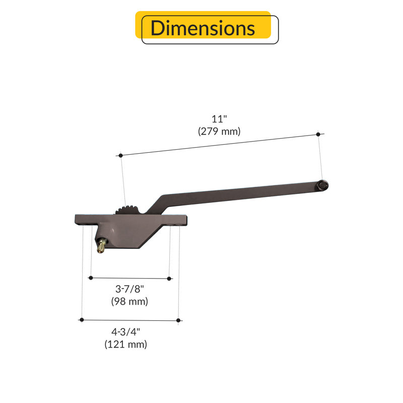  Single Arm Casement Operator Left Type 11" Arm Length Front Mounting Bronze Finish, Bronze