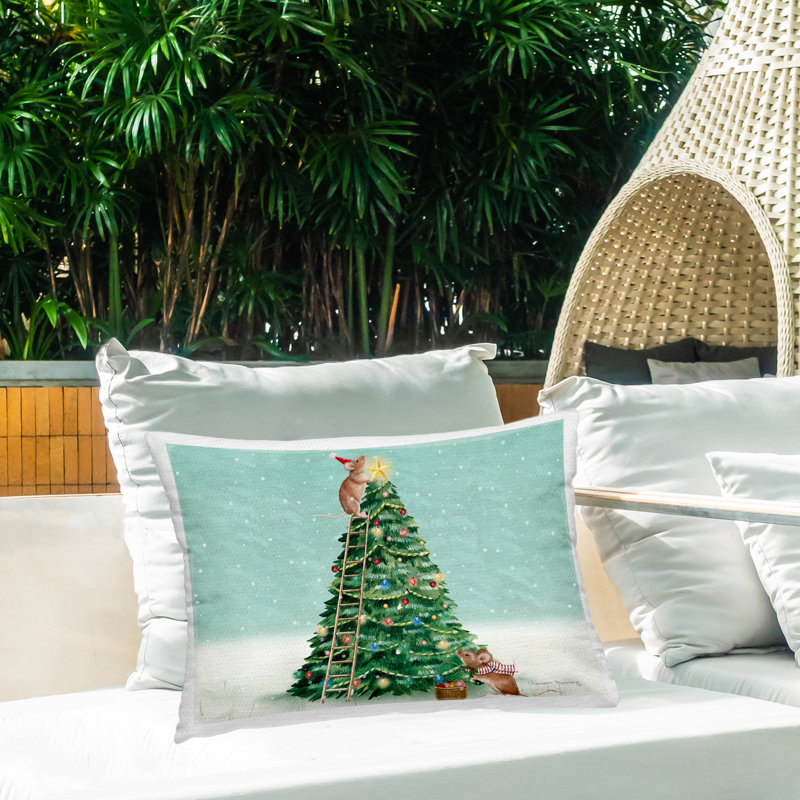 Merry Mice Motif Outdoor Printed Pillow design by Danielle Murray