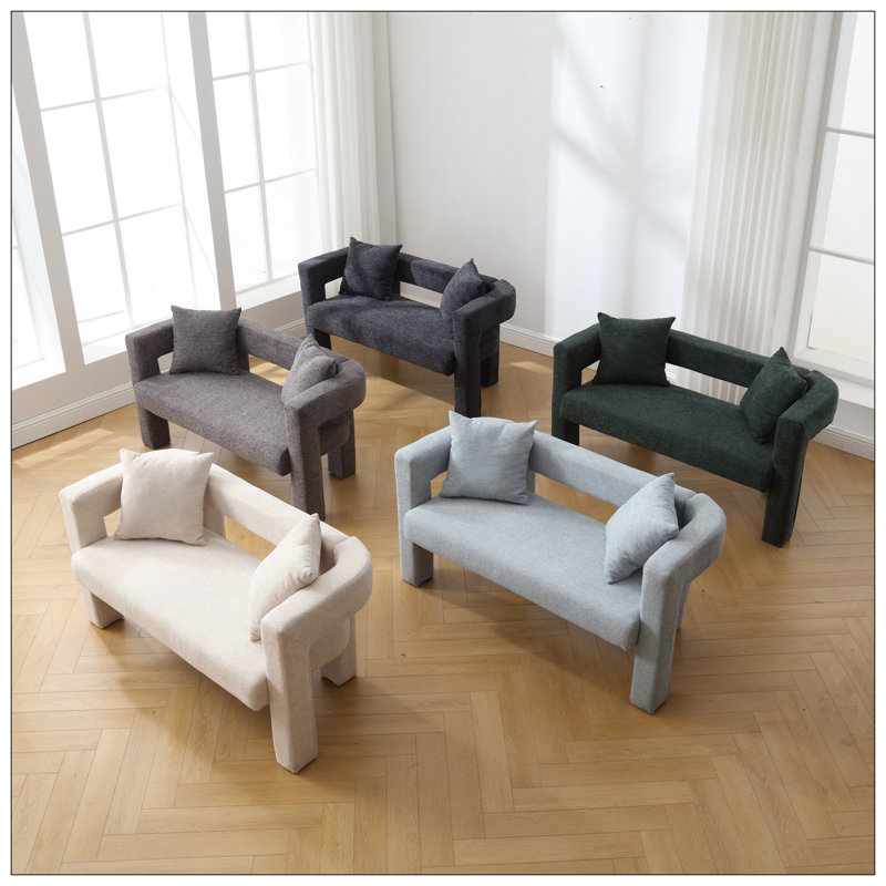 Canapé moderne en chenille, canapé rembourré 2 places confortable, petit canapé d'appoint pour les espaces de loisirs