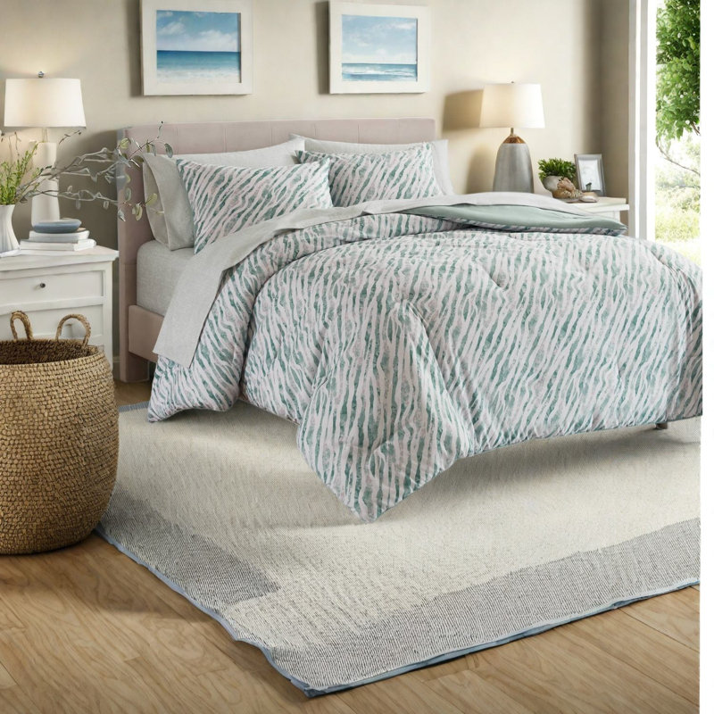 -Piece Bedding Sets, King Polyester, Modern Green Marble Stripe for Home