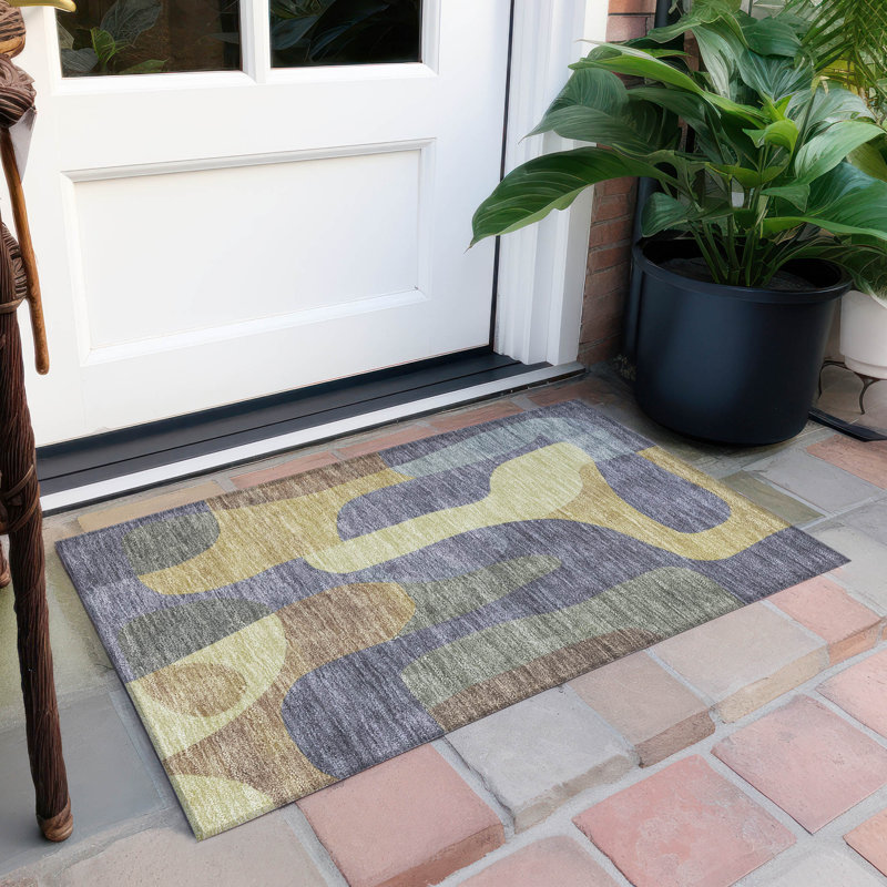 Machine Washable Indoor/Outdoor Xhevrie Purple Rug, Rectangle 1'8" x 2'6"