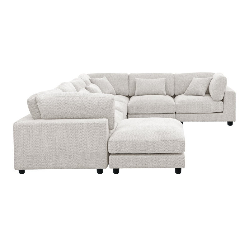 Everden Modular Plush Sectional Sofa, 33" H x 144" W x 72" D, Green Polyester