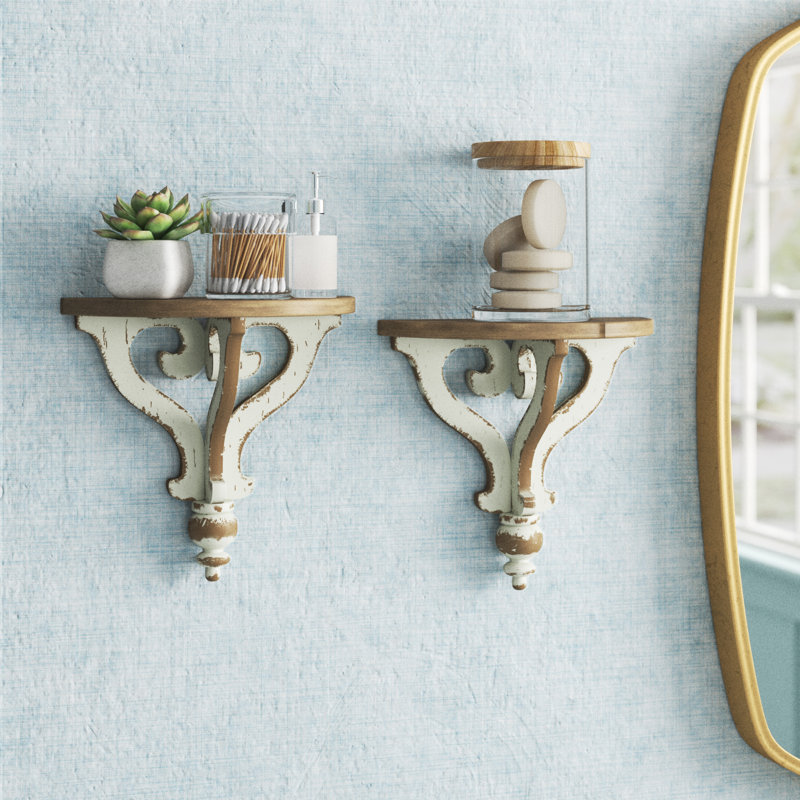 Lucile 2 Piece Half-circle Solid Wood Accent Shelf with Live Edge