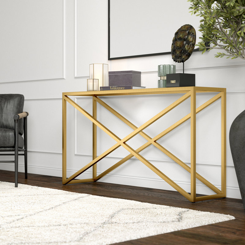 Calix Console Table, Brass, 30" H x 55" W x 14" D