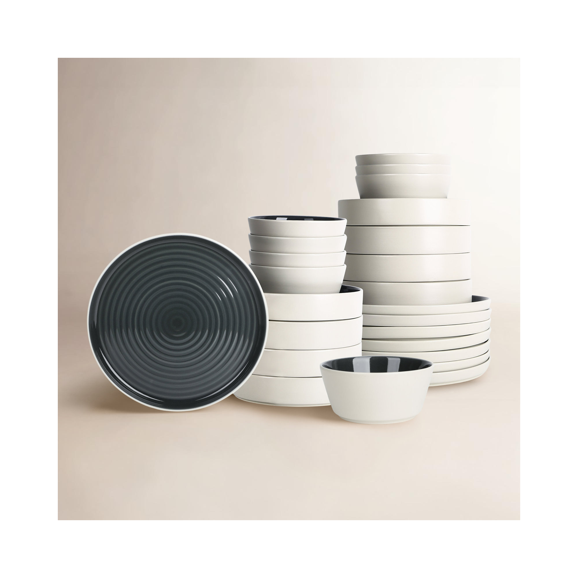 Stone Lain Elica 24-Piece Dinnerware Set Stoneware, Black