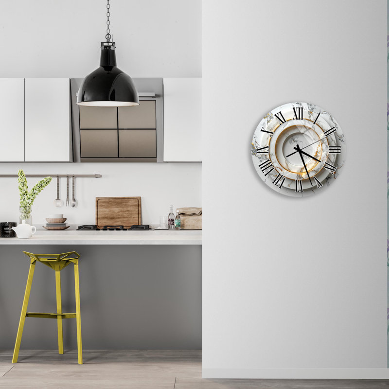 Horloge murale en verre trempé en marbre, art mural décoratif, horloge moderne, horloge de salon, décoration de cuisine